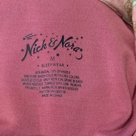 Nick & Nora Sock Monkey Baking Comfy Pajama Top Shirt Pink Purple Gilmore Sz M - Picture 4 of 5